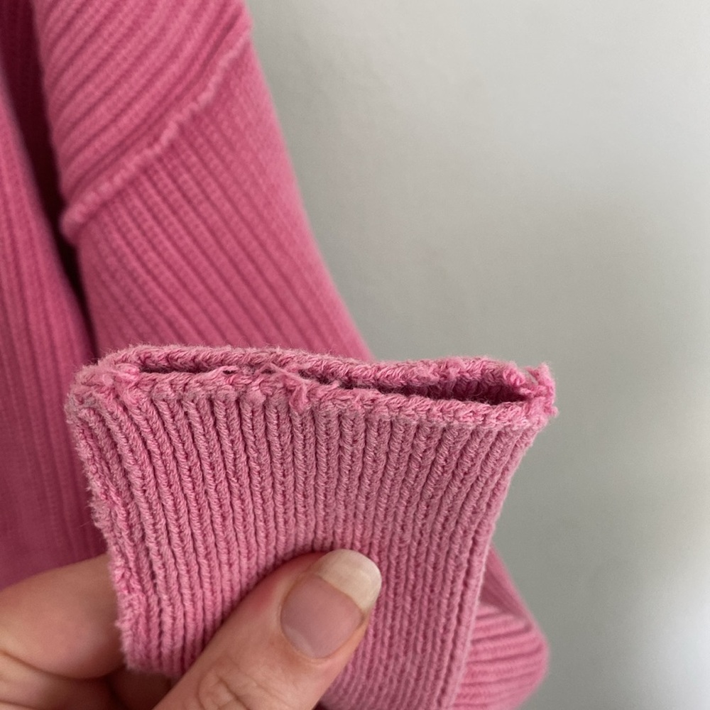 Aerie Women’s Bright Pink Crew Neck Knit Sweater Size XS Oversized - Picture 6 of 7